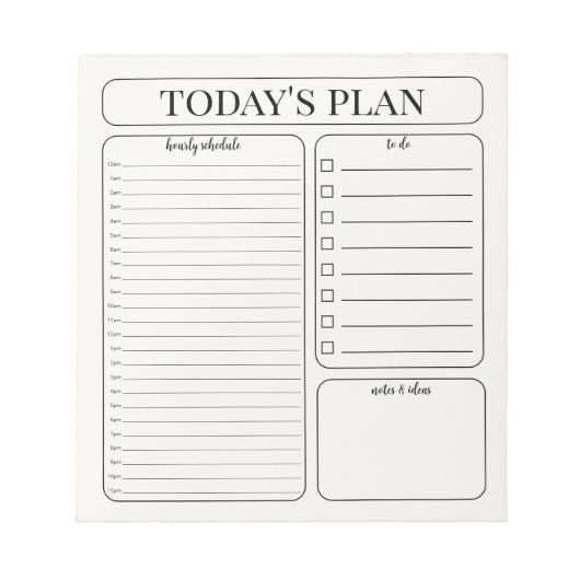Minimalistisch dagplanner notitieblok | Uurlijkse (Voorkant)