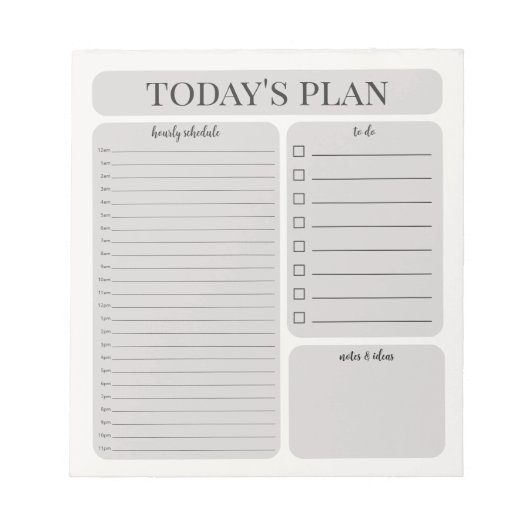 Minimalistisch dagplanner notitieblok | Uurlijkse (Voorkant)