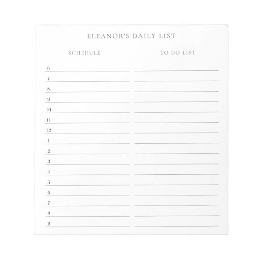 Minimalistisch dagschema en Aanbieden met naam Notitieblok (Voorkant)