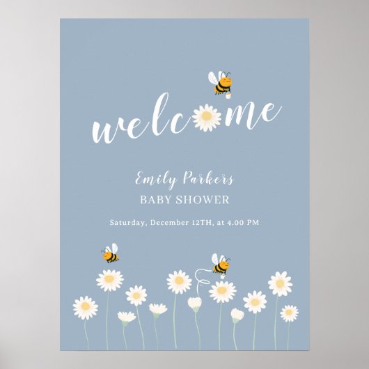 Minimalistisch Daisy Bloom Baby shower Welkomstbor Poster (Voorkant)