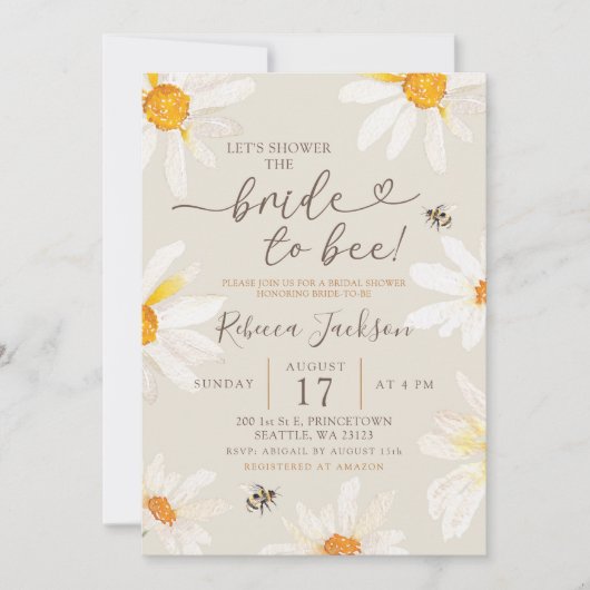 Minimalistisch Daisy Bride to Bee Vrijgezellenfees Kaart (Voorkant)