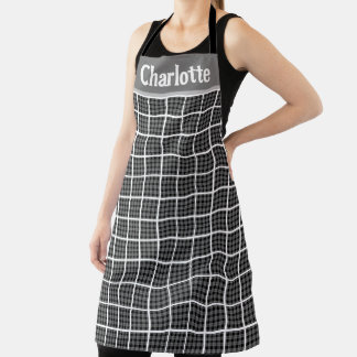 Minimalistisch dambordruitpatroon gepersonaliseerd schort