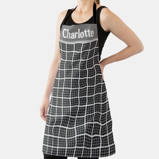 Minimalistisch dambordruitpatroon gepersonaliseerd schort (Insitu)