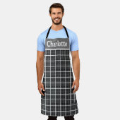 Minimalistisch dambordruitpatroon gepersonaliseerd schort (Gedragen)