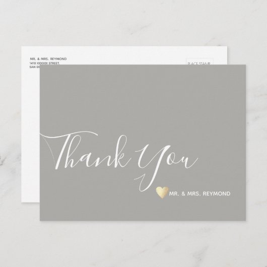 minimalistisch dank u bruiloft briefkaart (Voorkant / Achterkant)