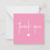 Minimalistisch dank u Deep Pink Heart Compact Notitiekaartje (Voorkant)