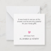 Minimalistisch dank u Deep Pink Heart Compact Notitiekaartje (Achterkant)