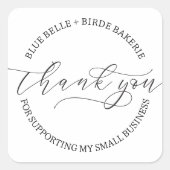 Minimalistisch dank u handgeschreven script busine vierkante sticker (Voorkant)