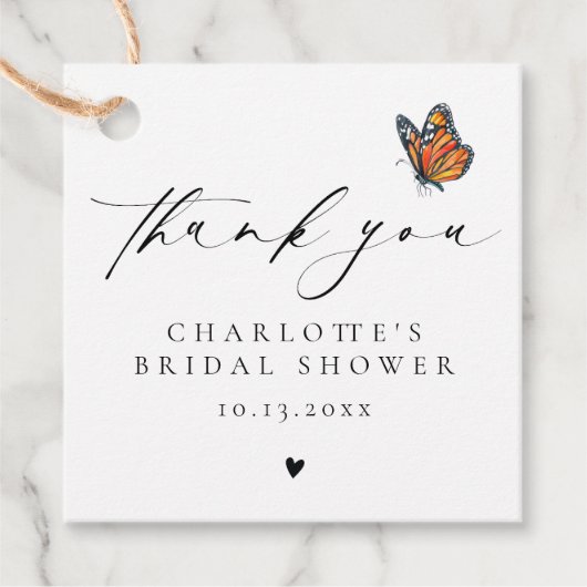 Minimalistisch dank u monarch vlinder bedankjes labels (Voorkant)