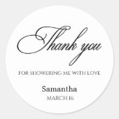 Minimalistisch Dank U Script Ronde Sticker (Voorkant)