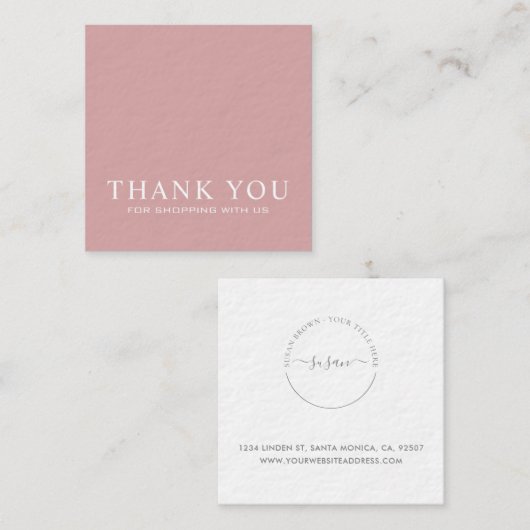 Minimalistisch dank u vierkant Visitekaartje (Voorkant / Achterkant)