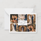 minimalistisch dank voor 6 foto ' s collage bruilo notitiekaartje (Voorkant)