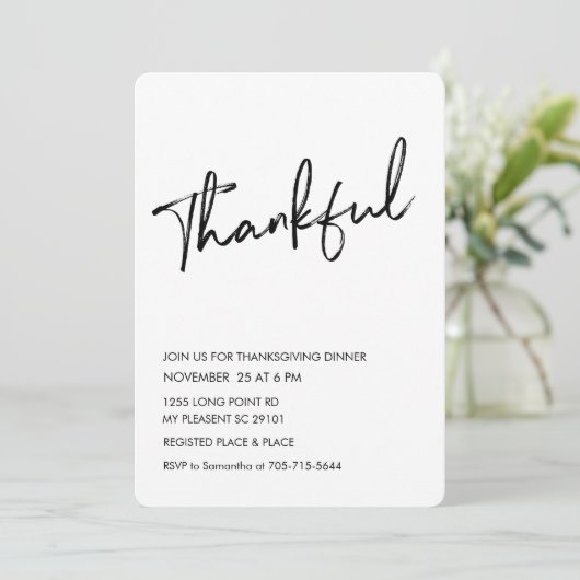 Minimalistisch dankbare Thanksgiving diner Kaart (Staand voorkant)