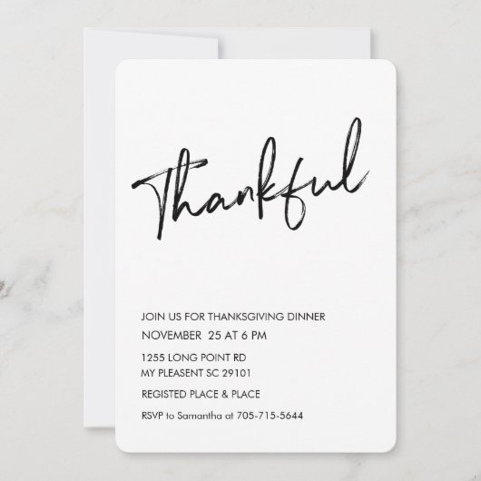 Minimalistisch dankbare Thanksgiving diner Kaart (Voorkant)