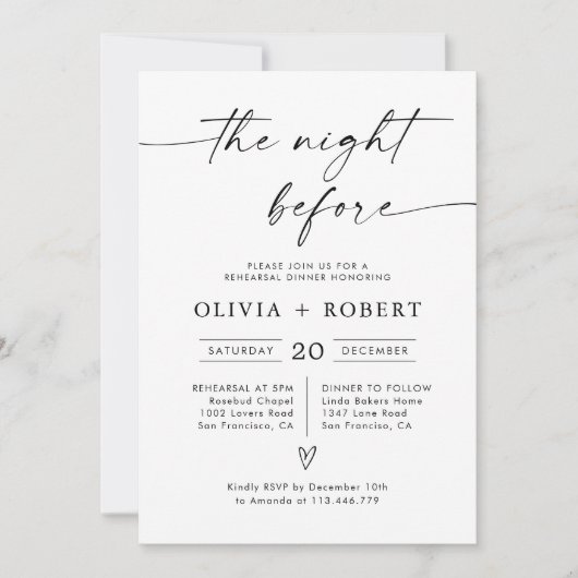 Minimalistisch de avond voor de uitnodiging (Voorkant)