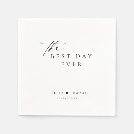 Minimalistisch De beste dag ooit bruiloft servette Servet (Voorkant)