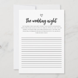 Minimalistisch De Wedding Night Vrijgezellenfeest  Kaart