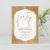 Minimalistisch Deco Frame Gouden Lovertjes 40e Ver Kaart (Staand voorkant)