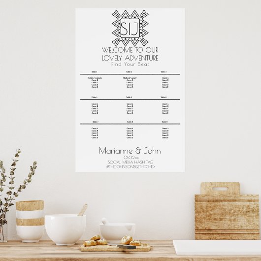 Minimalistisch deco Heart Wedding Logo Poster (Keuken)