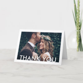 Minimalistisch Deco Typografie 2 Foto vouded Weddi Bedankkaart