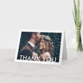 Minimalistisch Deco Typografie 2 Foto vouded Weddi Bedankkaart (Voorkant)