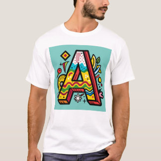 Minimalistisch decoratief alfabet A-embleem T-shirt