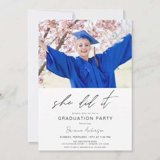 Minimalistisch deed ze het afstudeerfeest kaart (Voorkant)