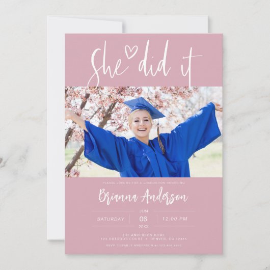 Minimalistisch deed ze het Afstuderen Blush Pink Kaart (Voorkant)