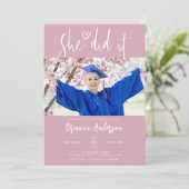 Minimalistisch deed ze het Afstuderen Blush Pink Kaart (Staand voorkant)