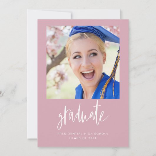 Minimalistisch deed ze het Afstuderen Blush Pink Kaart (Achterkant)