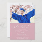 Minimalistisch deed ze het Afstuderen Blush Pink Kaart (Voorkant)