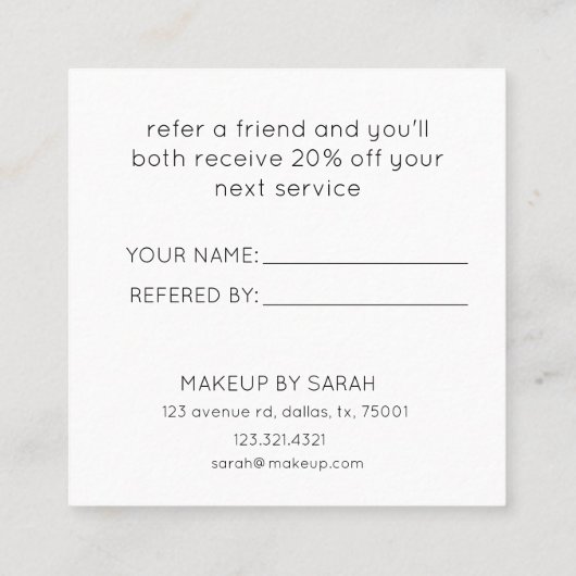 Minimalistisch delen van de liefde | Loyalty-Kaart Vierkante Visitekaartje (Achterkant)