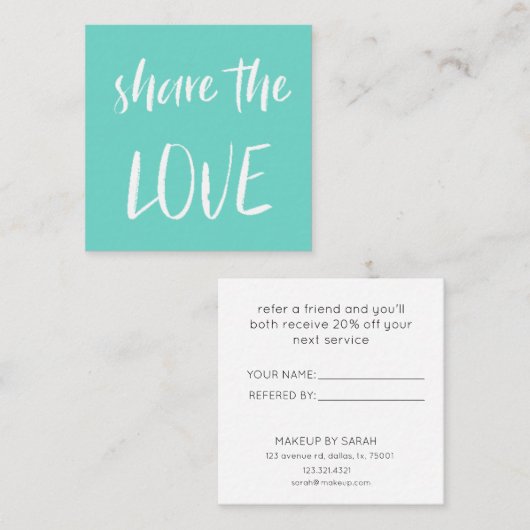 Minimalistisch delen van de liefde | Loyalty-Kaart Vierkante Visitekaartje (Voorkant / Achterkant)