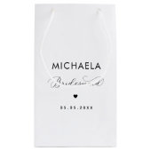 Minimalistisch delicaat script en bruidsmeisje van klein cadeauzakje (Achterkant)