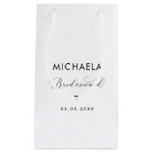 Minimalistisch delicaat script en bruidsmeisje van klein cadeauzakje (Voorkant)