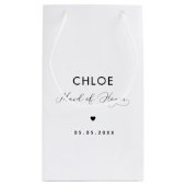 Minimalistisch Delicate Script & Heart Maid of Hon Klein Cadeauzakje (Achterkant)