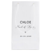 Minimalistisch Delicate Script & Heart Maid of Hon Klein Cadeauzakje (Voorkant)