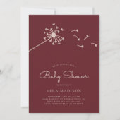 Minimalistisch Dendelion Maroon Baby shower Kaart (Voorkant)
