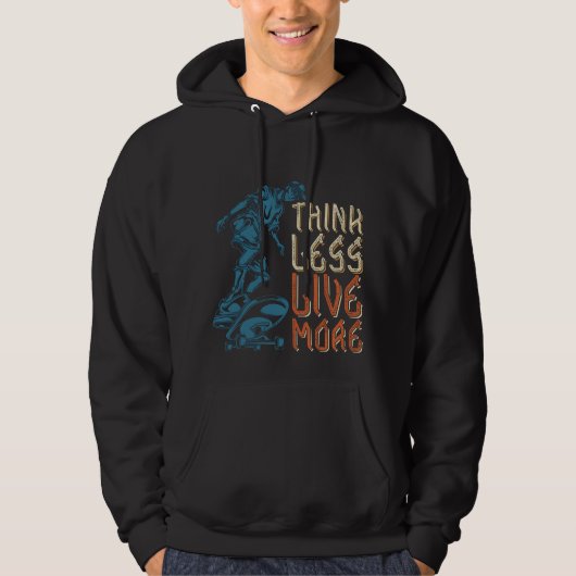 Minimalistisch "denk minder leef meer" Motivatie Q Hoodie (Voorkant)