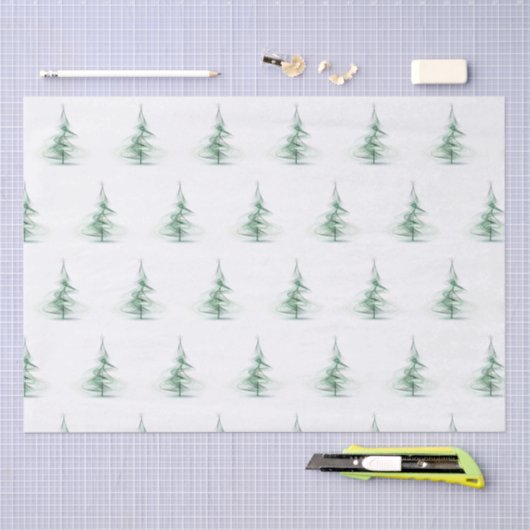 Minimalistisch dennenboompatroon Kerstmis Tissuepapier (Craft)