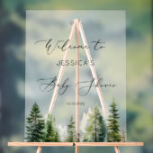 Minimalistisch dennenbos baby shower Welkom Acryl Bord (Neutraal)