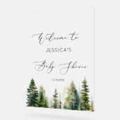 Minimalistisch dennenbos baby shower Welkom Acryl Bord (Hoek)