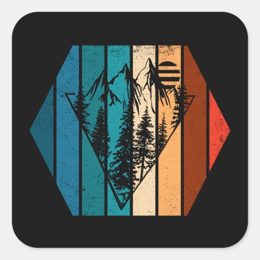 Minimalistisch dennenbos  vierkante sticker (Voorkant)