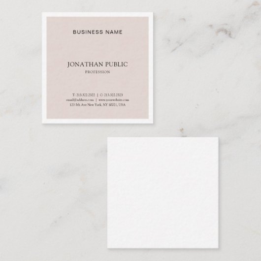 Minimalistisch design elegant Plain Luxury Vierkante Visitekaartje (Voorkant / Achterkant)