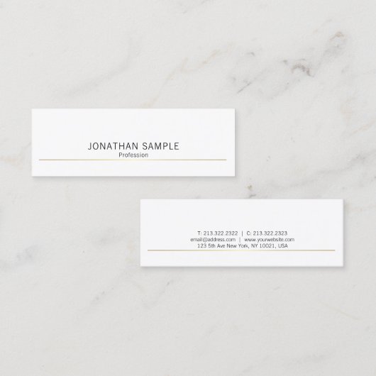 Minimalistisch design Gold Plain Luxury Profession Mini Visitekaartje (Voorkant / Achterkant)