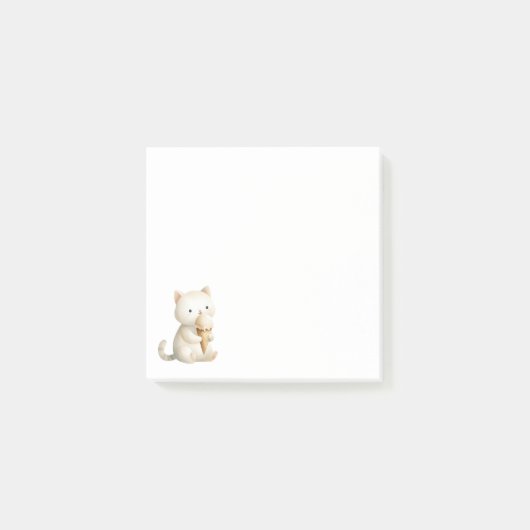 Minimalistisch design Schattigee kat met ijskegel Post-it® Notes (Voorkant)