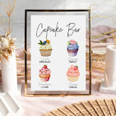 Minimalistisch dessert cupcake menu bruiloft teken poster