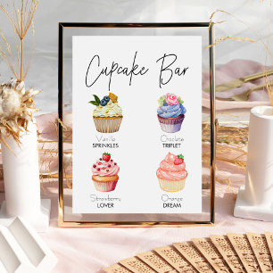 Minimalistisch dessert cupcake menu bruiloft teken poster
