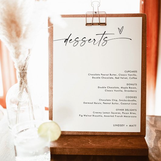 Minimalistisch dessert menu teken, Boho moderne br Poster