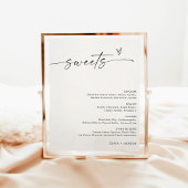 Minimalistisch dessert menu teken, snoep bruiloft poster